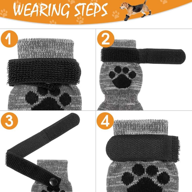 KOOLTAIL Anti Slip Dog Socks for Hot/Cold Pavement to Prevent Licking Paws,Booties for Hardwood Floors,Traction Rain Dog Boots&Paw Protectors Shoes with Grip for Outside Small Medium Large Senior Dogs - Image 4